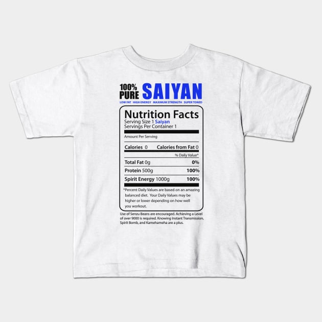 100% Pure Saiyan - Blue Kids T-Shirt by hybridgothica